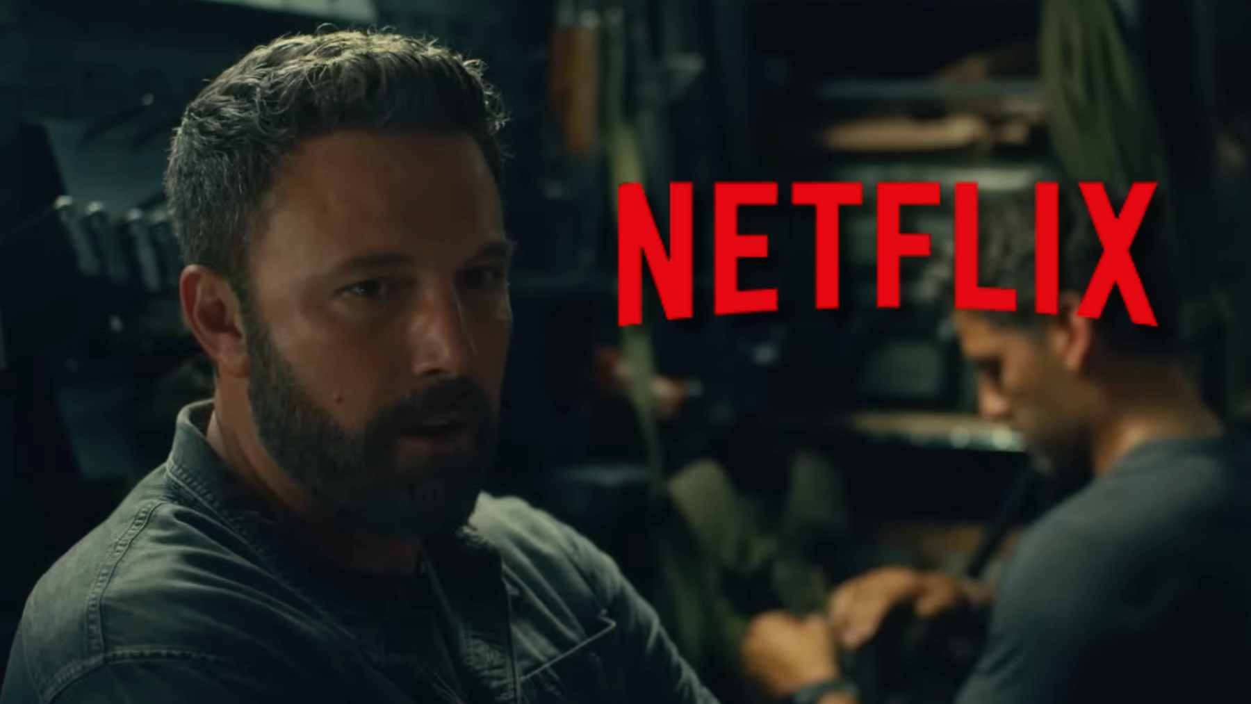 An image of the Netflix logo alongside filmmaker Ben Affleck, representing the acquisition of his AI technology company, InterPositive.