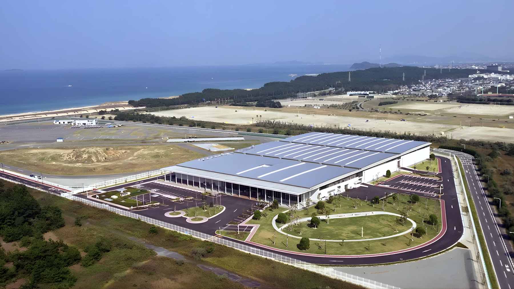 Interior view of the Fukuoka osmotic power plant showing the semipermeable membrane units and turbines used to generate energy from salinity gradients.