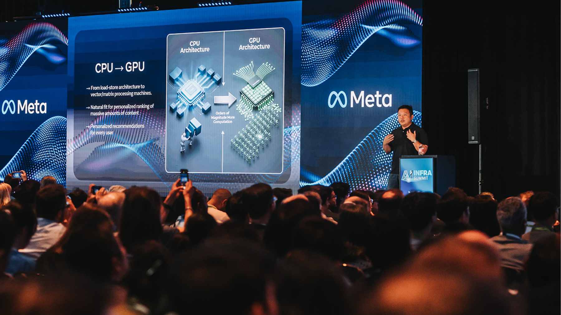 A high-end laptop displaying an internal corporate email from Meta regarding remote work instructions during a period of organizational restructuring.