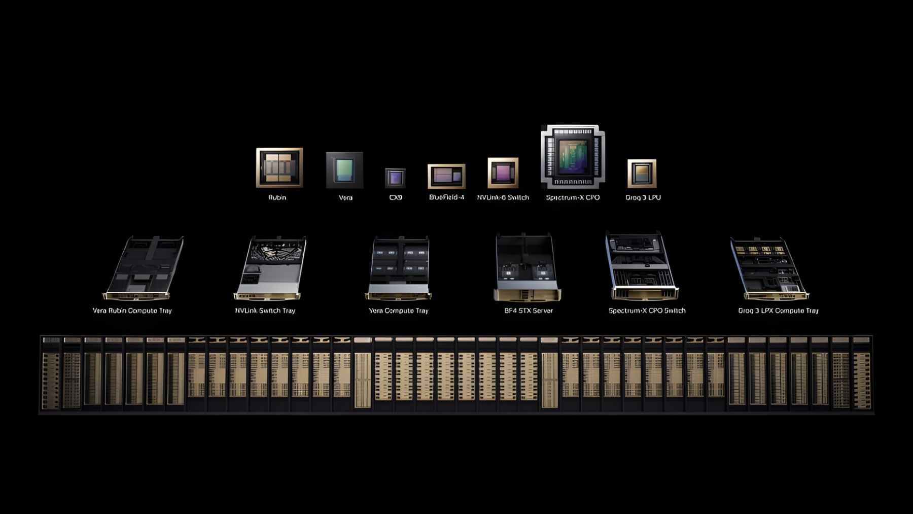 A high-tech data center interior featuring racks of Nvidia Blackwell GPUs and networking gear used by Amazon Web Services.