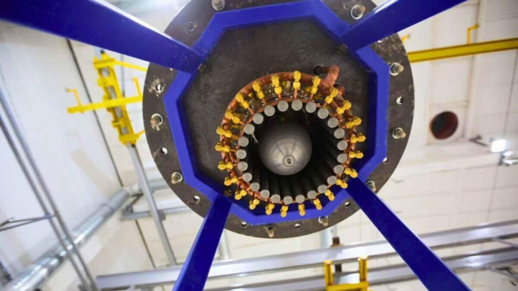 A futuristic spacecraft powered by a glowing plasma electric rocket engine traveling through deep space toward Mars.