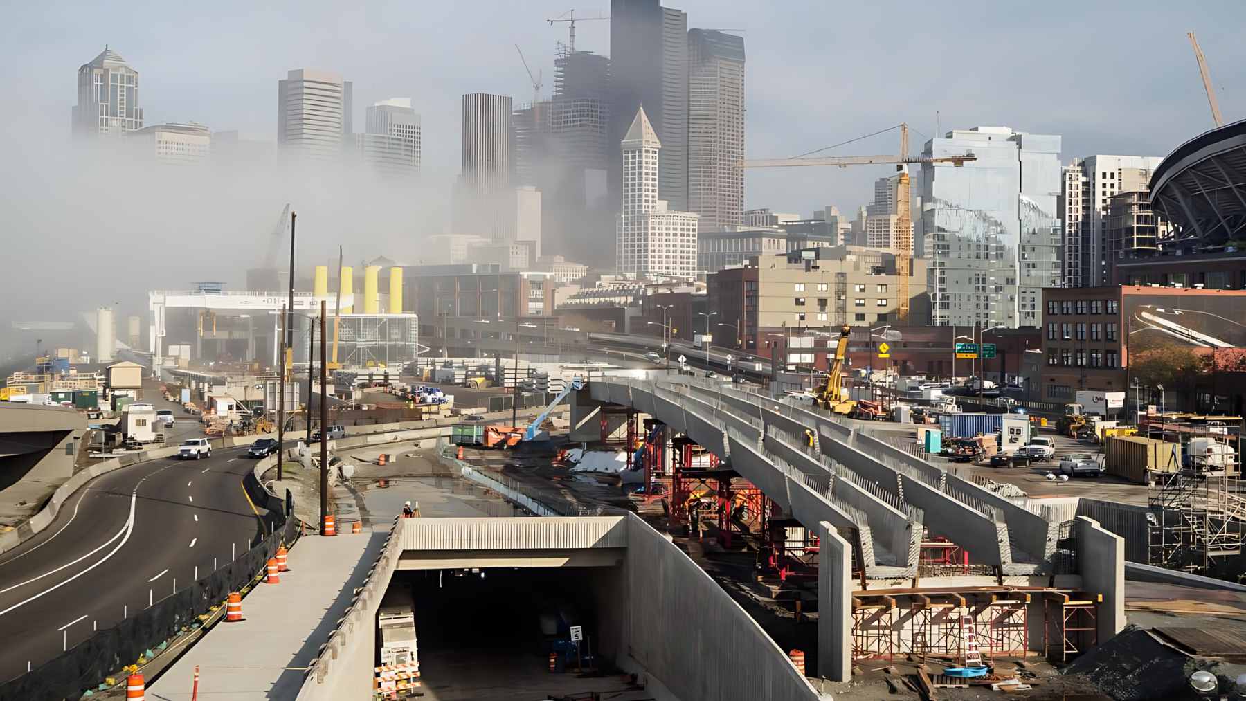 Seattle's SR 99 South Access northbound off-ramp, which is built with earthquake-resistant shape memory alloy columns.