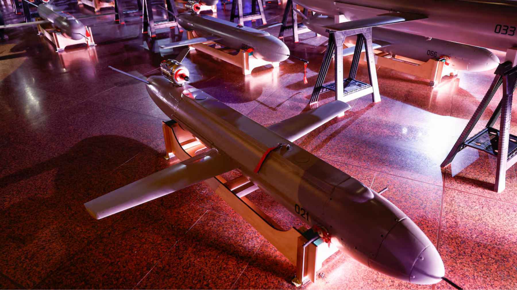 Military drone displayed on a launch rail, illustrating the type of unmanned systems at the center of U.S.-Ukraine drone negotiations