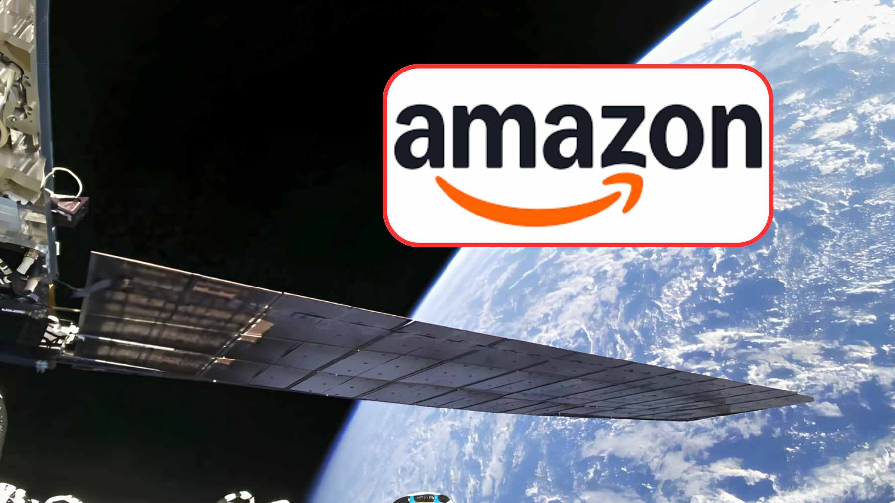 A digital rendering of Amazon's Project Kuiper satellites orbiting Earth in a dense low-Earth orbit constellation.