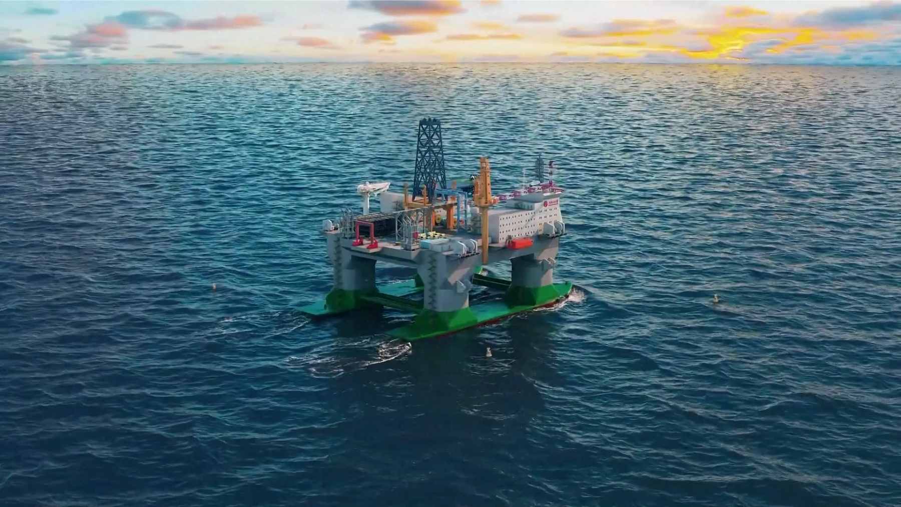 China is already preparing a massive undersea bunker capable of withstanding atomic bombs and moving at the speed of a warship 1 A futuristic, massive semi-submersible research platform floating in the deep ocean.