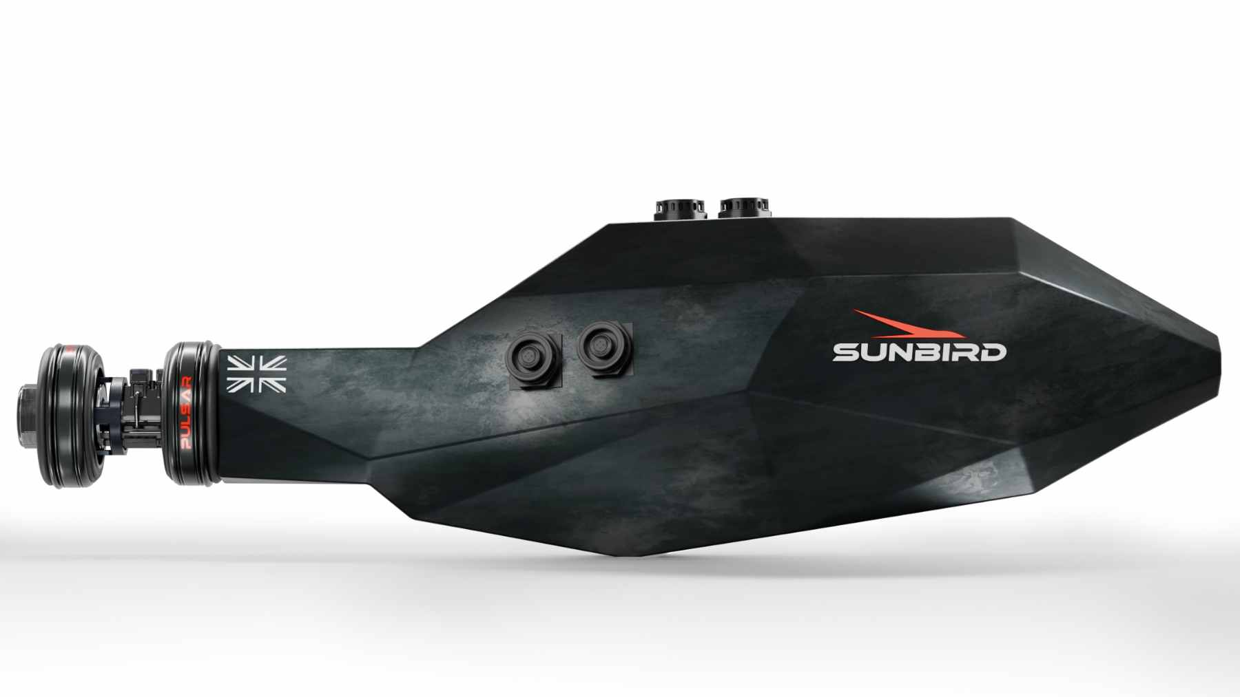 A bright purple and blue plasma plume glowing from the exhaust nozzle of a prototype fusion rocket engine during a laboratory test.